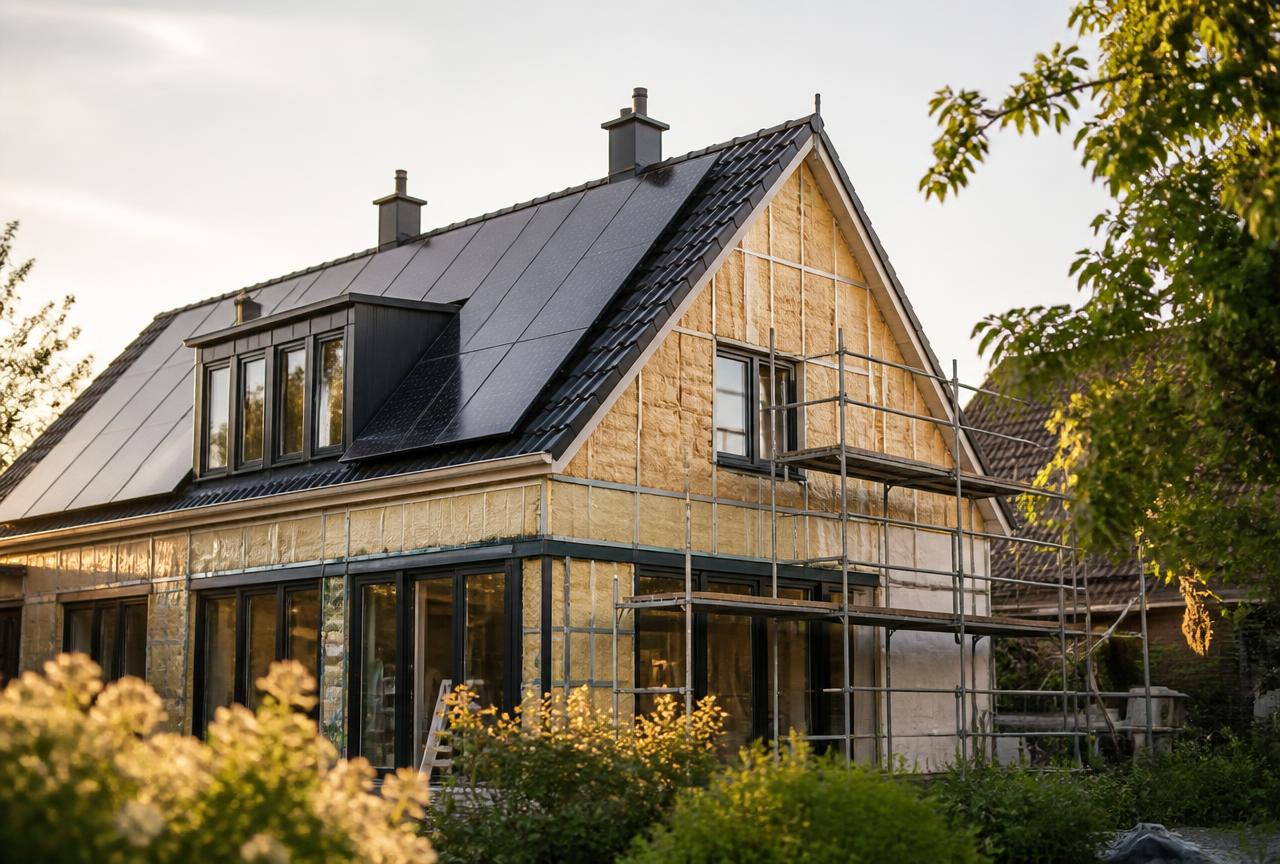 Woning wordt verbouwd en verduurzaamd met isolatie en zonnepanelen